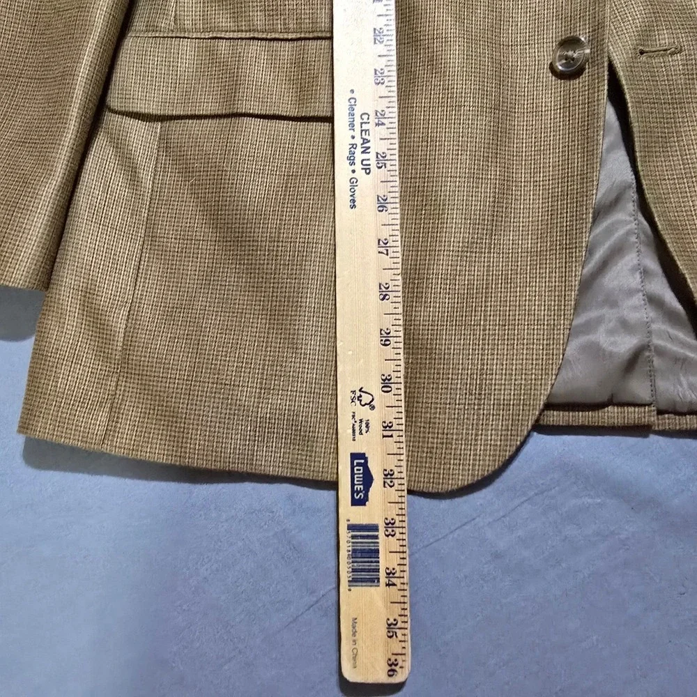 Chaps Blazer Mens 42R Tan Micro Check Two Button Sport Coat Jacket